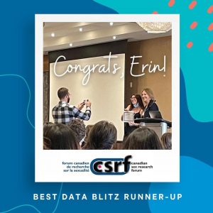 We are very excited to announce that our grad student Erin Fitzpatrick won Best Data Blitz Presentation – Runner-up at this year’s CSRF in Waterloo!